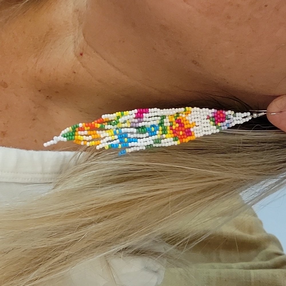 🔥LAST PAIR🔥 Hand Beaded Long Tassel Earrings - Picture 5 of 9